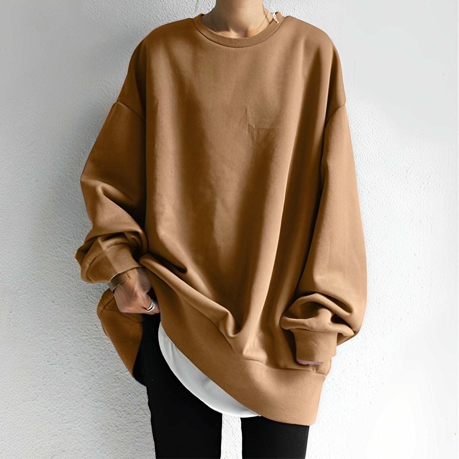 Oversized Cozy Crewneck Pullover Sweatshirt for Women