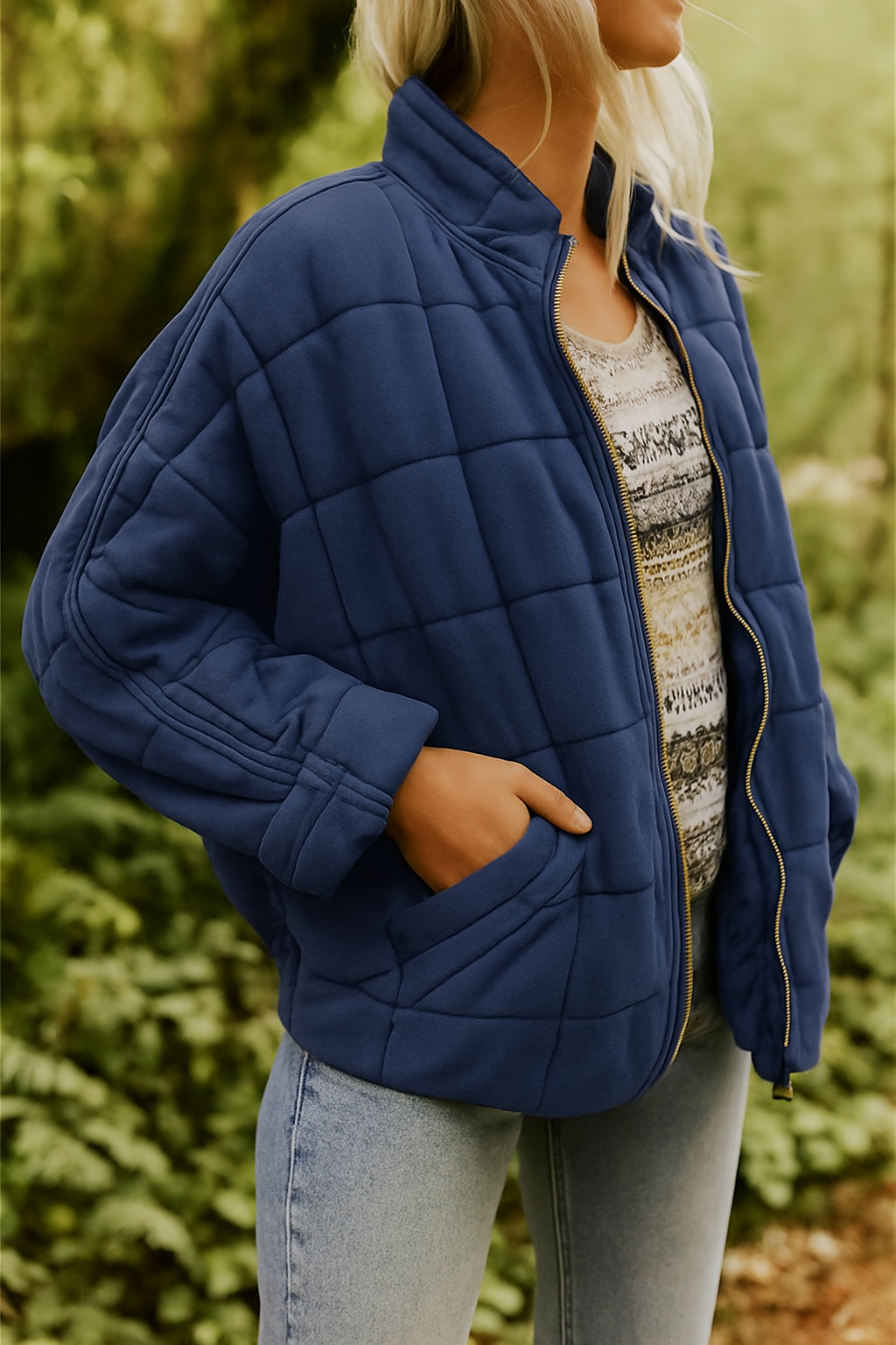 Lightweight Quilted Zip Jacket for Women