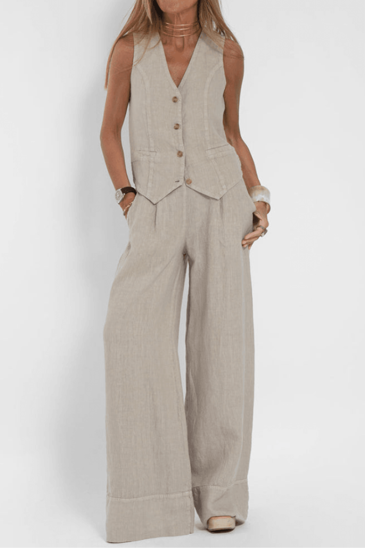 Elegant Vest-Style Wide-Leg Jumpsuit for Women