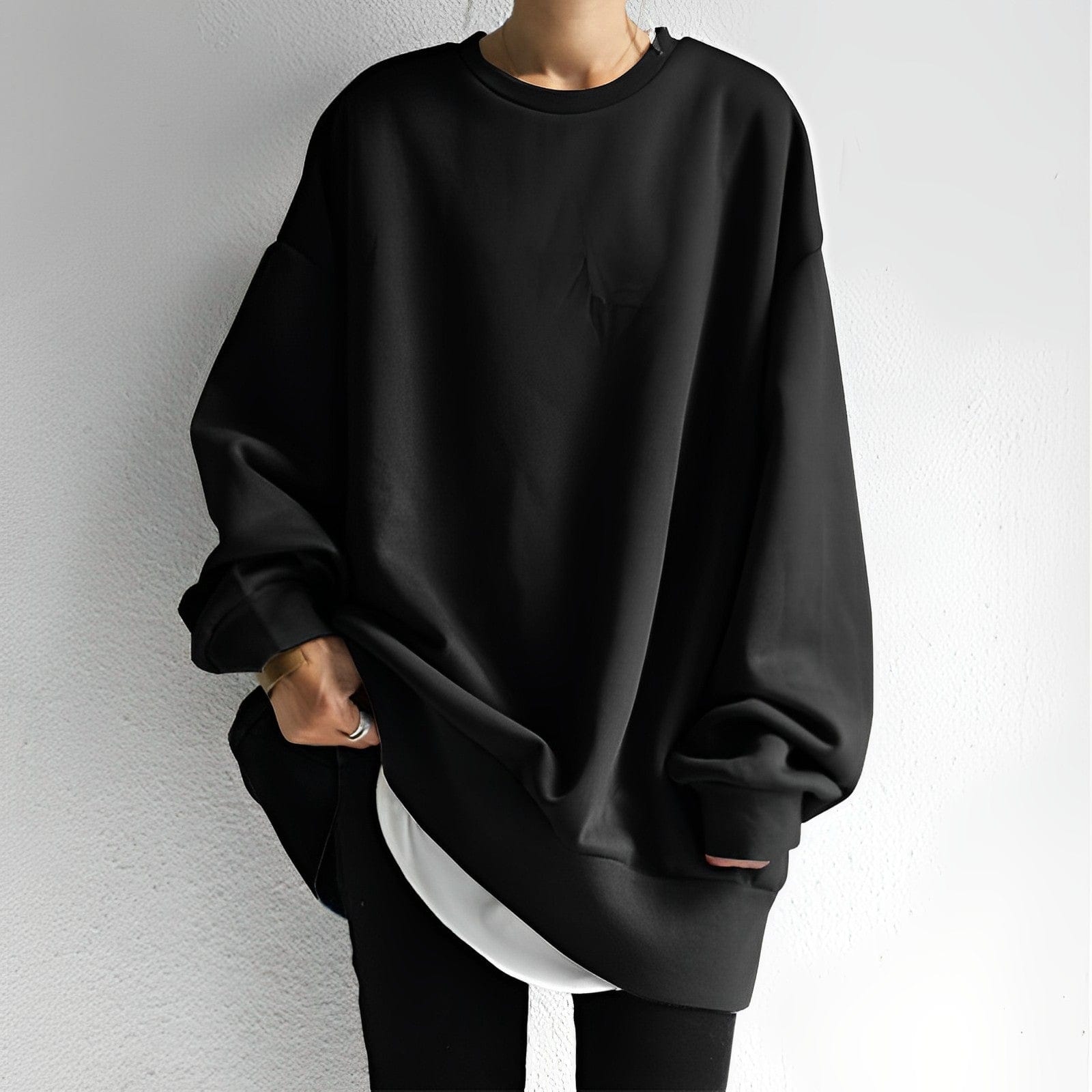 Oversized Cozy Crewneck Pullover Sweatshirt for Women